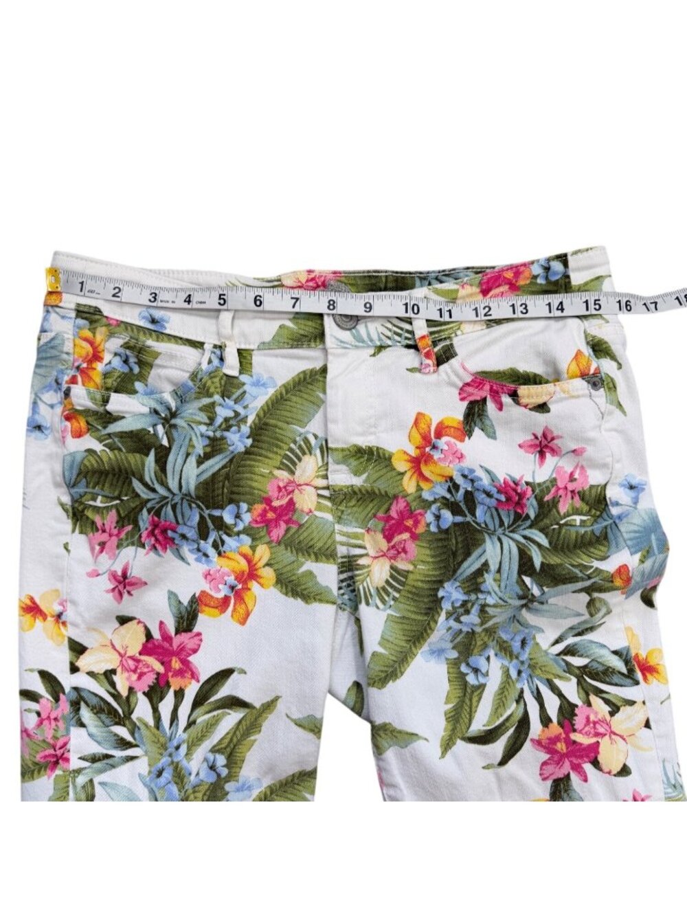 Tommy Bahama Womens 28x28  Skinny Ankle Jeans Floral Tropical White Green Resort - Picture 4 of 8